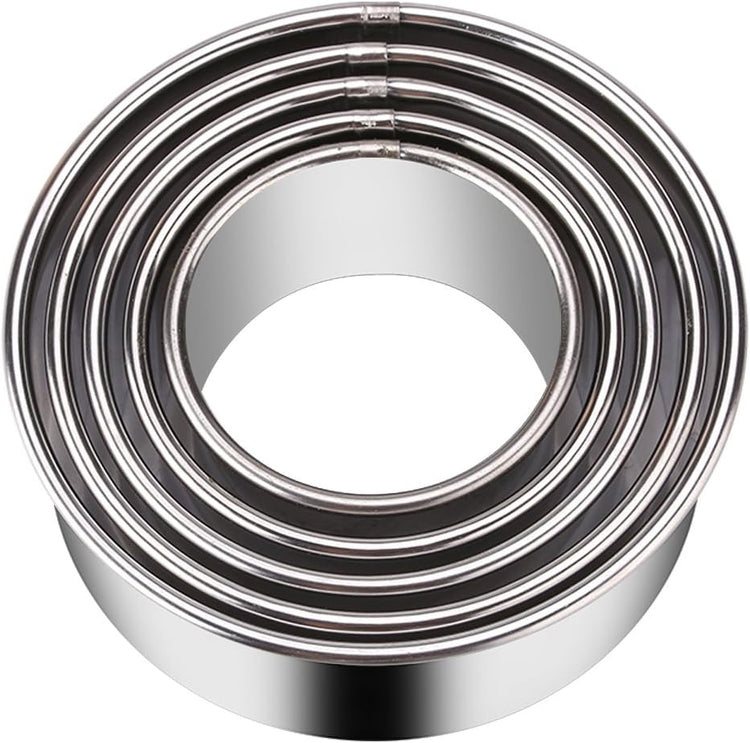 5 Pieces Biscuit Cookie Cutters Set,Stainless Steel Circle Round Cookie Biscuit Cutters in Graduated Sizes Shape Molds for Pastries Doughs Doughnuts