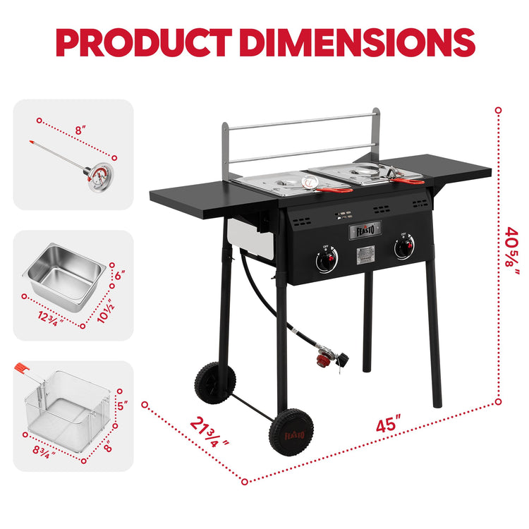 Outdoor Propane Deep Fryer with Rolling Cart