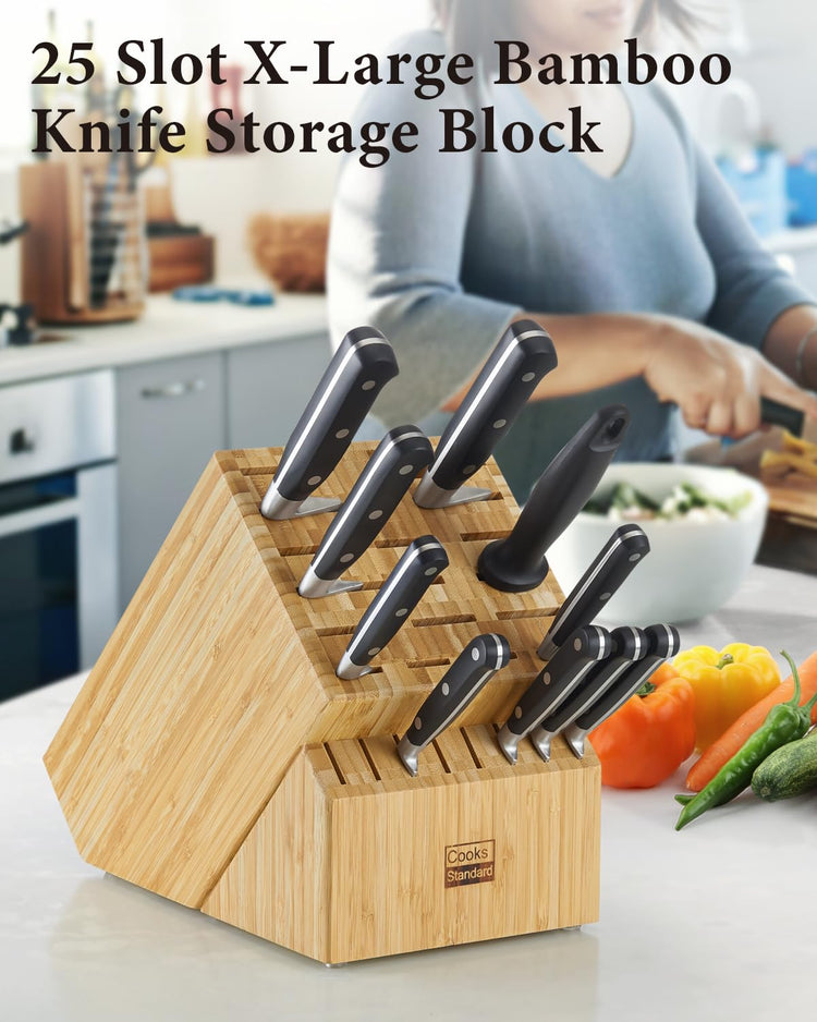 Classic Bamboo Cutlery Block Holder without Knives (25 Count)