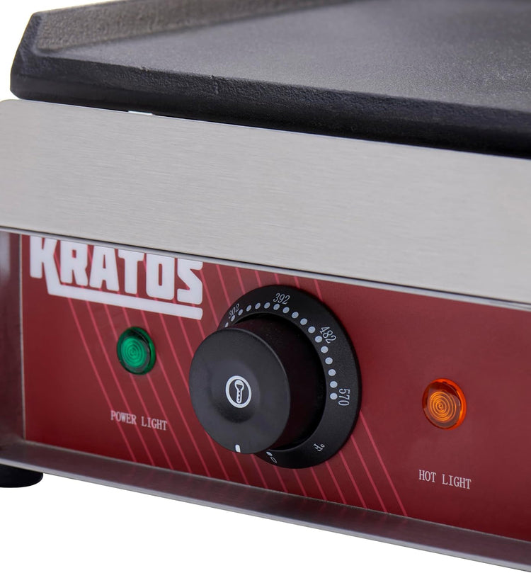 Kratos Commercial Electric Panini Sandwich Grill with Smooth Plates, 9" x 9" Cooking Surface, Commercial Countertop Panini Press, 120V, 1750W (29Y-018)