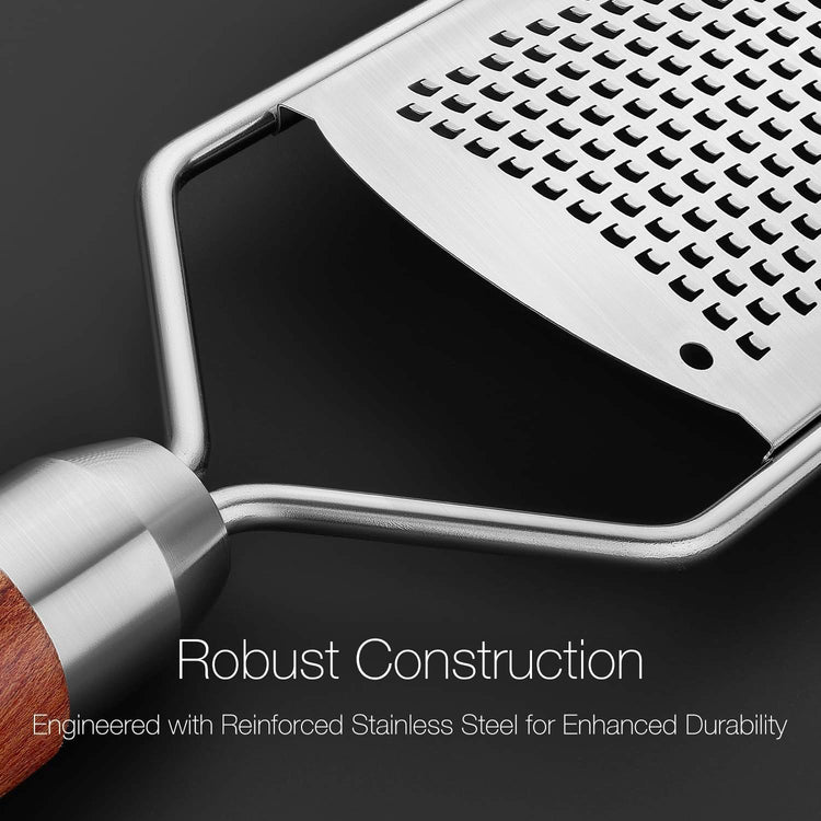 Professional-Grade Lemon Zester with Fine Blades, Lightweight Cheese/Vegetable Grater, Solid Wood Handle Design - Rust-Resistant, Durable, Essential Kitchen Tool (A2)