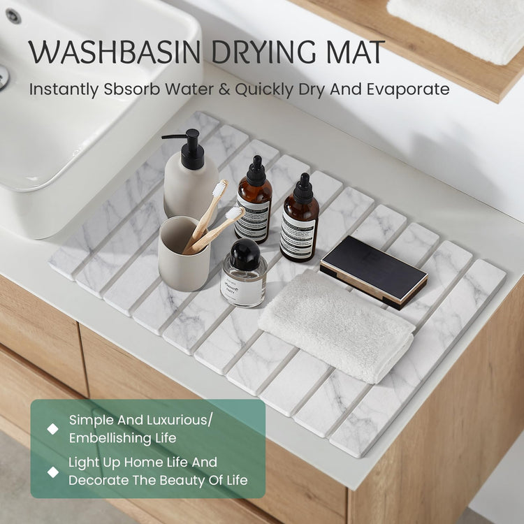 Stone Dish Drying Mat Collapsible Diatomaceous Earth Absorbent Mat Quick Dish Drying Pad Dish Rack Pad Match Any Counterto Multiple Usage for Kitchen
