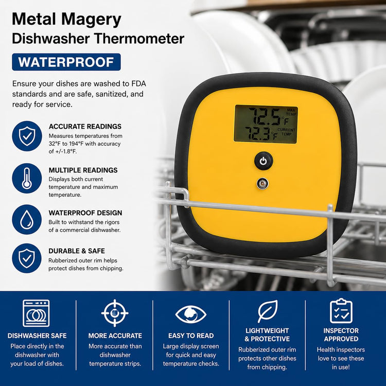 Replacement for Taylor 8791 Dishwasher Thermometer Waterproof