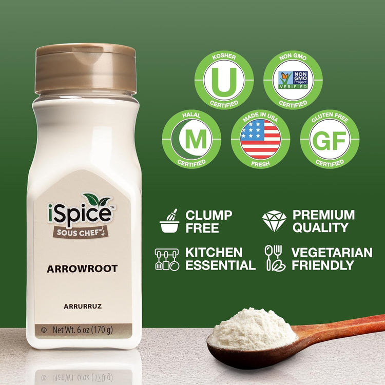 iSpice Premium Arrowroot Powder |Natural Thickener Arrowroot Flour |Gluten-Free Arrowroot Starch| Non -GMO Arrow Powder | 6oz (170g) - Nestoria