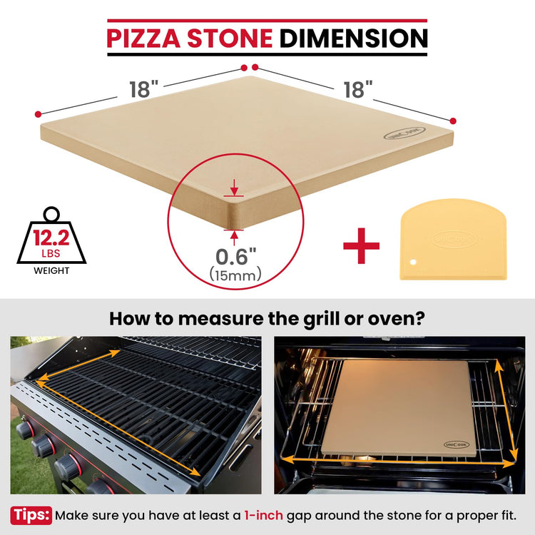 18 x 18 Inch Extra Large Pizza Stone for Oven and Grill