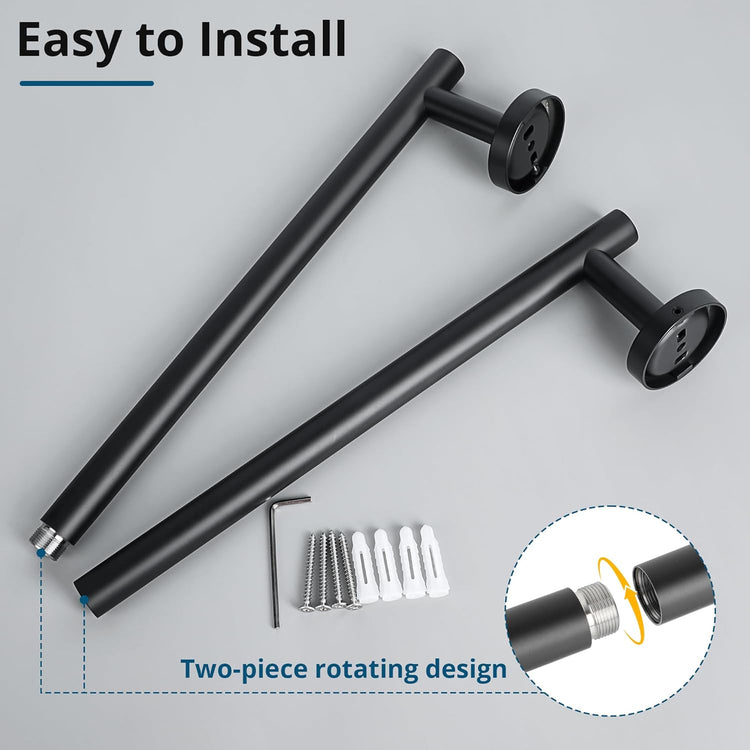 SAYAYO Black Towel Rack for Bathroom, 24 Inch Towel Bar Towel Rod Towel Holder Wall Mount SUS304 Stainless Steel (21 Inch Hanging Length)