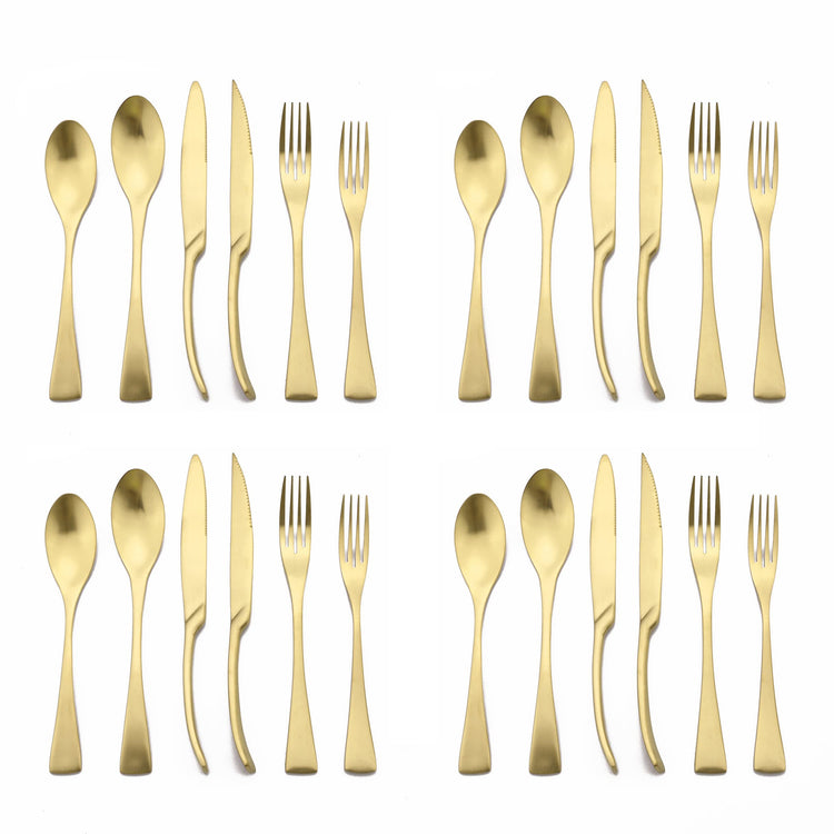 Luxury 18 10 Stainless Steel Matte Champagne gold Cutlery Flatware Set
