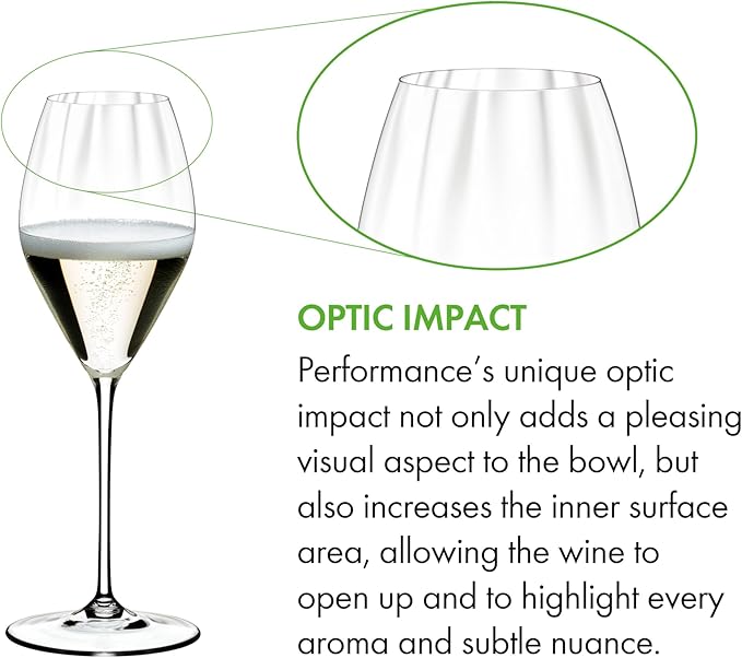 Riedel Performance Champagne Glasses, Crystal, Set of 2, Optic Impact Bowls for Sparkling Wine 6884/28