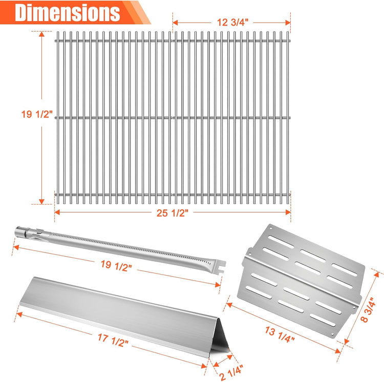 7524 7528 Cooking Grates 7622 Heat Deflectors 7620 Flavorizer Bars with Burner Tube Set for Weber Genesis Grill Replacement Parts E-310 E-320 E-330 S-310 S320 S-330 EP-310 EP-320