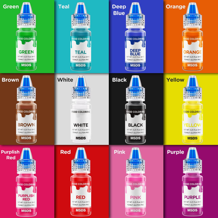 12 Color Food Coloring Set (3 Fl Oz)