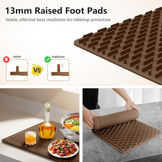3-Pack Silicone Food Warming Mat & Food Warmers for Parties Buffet - Rapid Heating 6-Level Temp Control, Rollable Portable Easy Clean - Value Set for Gatherings & Home Daily UseοΌBrownοΌ