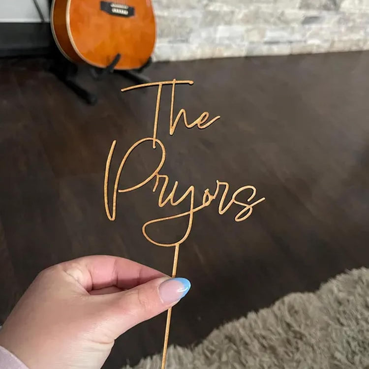 Personalized Wedding Cake Topper, Gold Cake Topper For Wedding, Rustic Weddings Cakes Topper, Personalized Acrylic or Wood Cake Decoration for Engagement, Anniversary, Bridal Shower