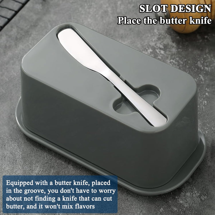 Butter Dish with Lid for Countertop and Refrigerator Door Shelf with Butter Spreader Knife