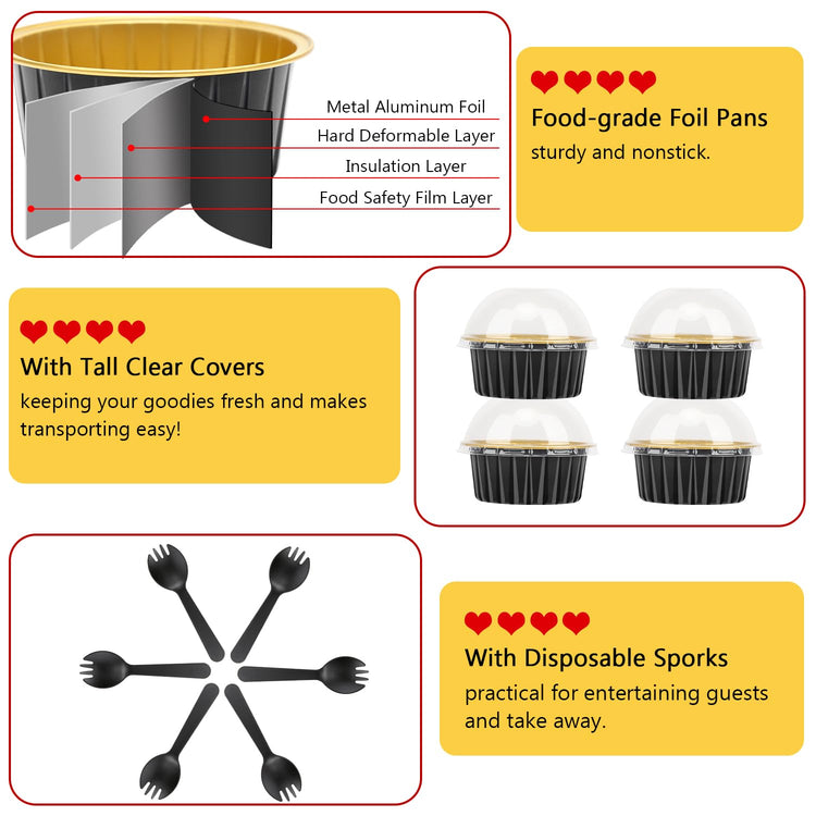 5oz Cupcake Pans with Dome Lids 100 Pack (5 Fl Oz)