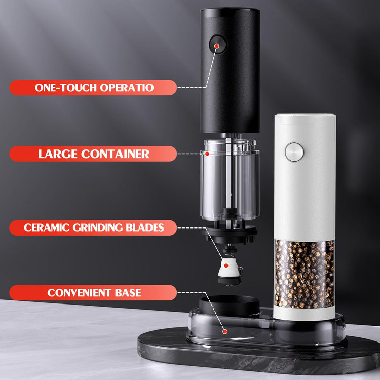 Electric Salt and Pepper Grinder Set Automatic Grinder for Kitchen Battery Pepper Mill Shakers Adjustable Coarseness Upgraded Larger Capacity with Led Gifts for Mom