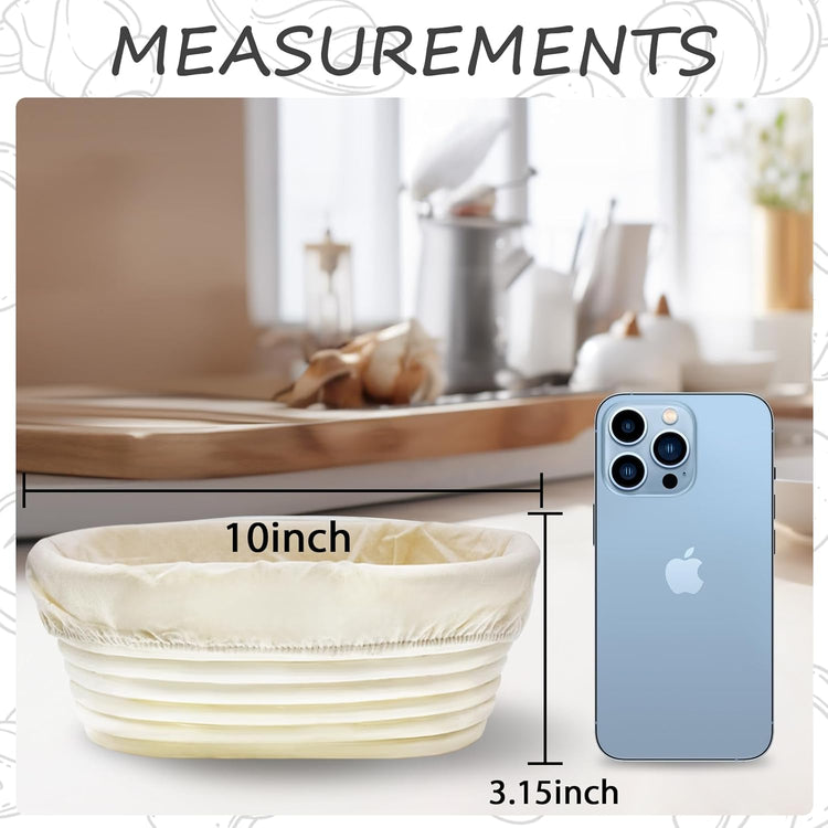 Banneton Bread Proofing Basket: 2 PCS Sourdough Proofing Basket with Liner - Oval Banneton Basket for Baking