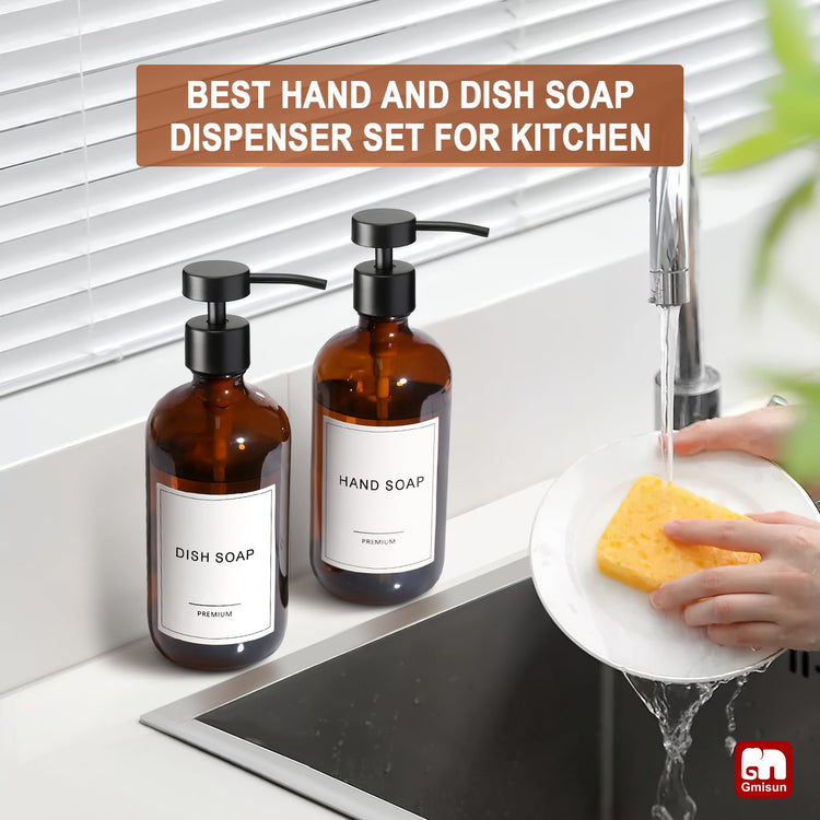 Amber Glass Soap Dispenser (2 Count)