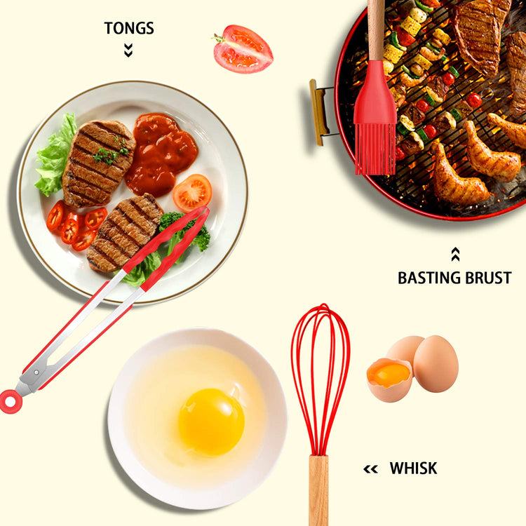 Silicone Cooking Kitchen Utensils Set (17 Count)