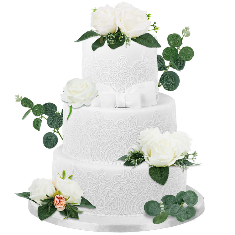 9 Pcs Flower Cake Topper Boho Cake Decorations Eucalyptus Flowers Floral Decorations for Women Wedding Birthday Party Anniversary