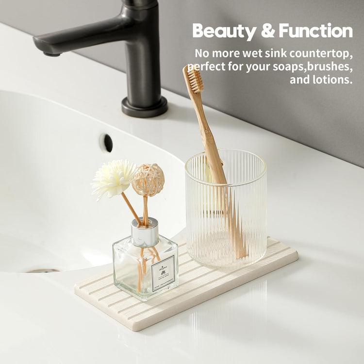 2 Pack Greige Bathroom Sink Vanity Trays (2 Count)