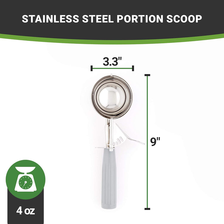 Met Lux 4 oz Stainless Steel #8 Portion Scoop - with Gray Handle - 1 count box