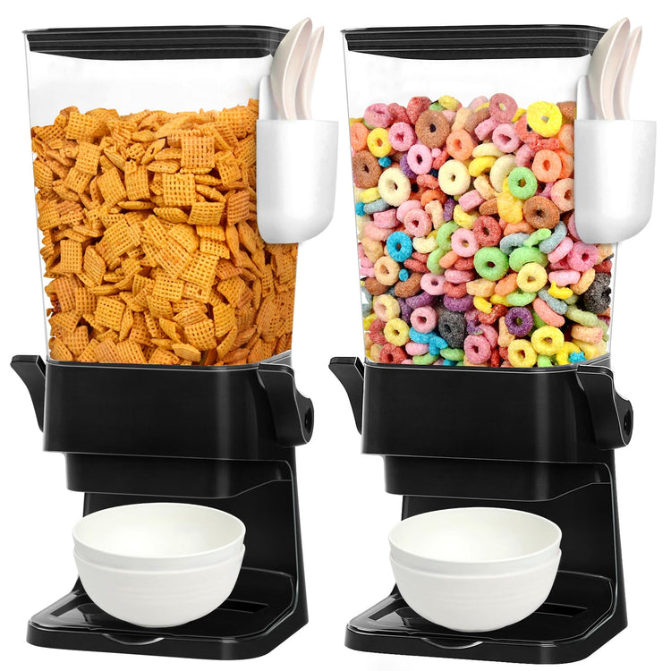 Cereal Dispenser Countertop with 4 Pack Bowls and Spoons 5.5 Qt (2 Count)