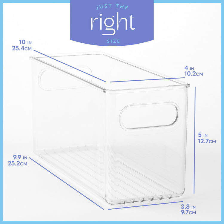 Plastic Food Storage 6 Pack Clear Container Bin with Handles for Organizing Kitchen (6 Count)