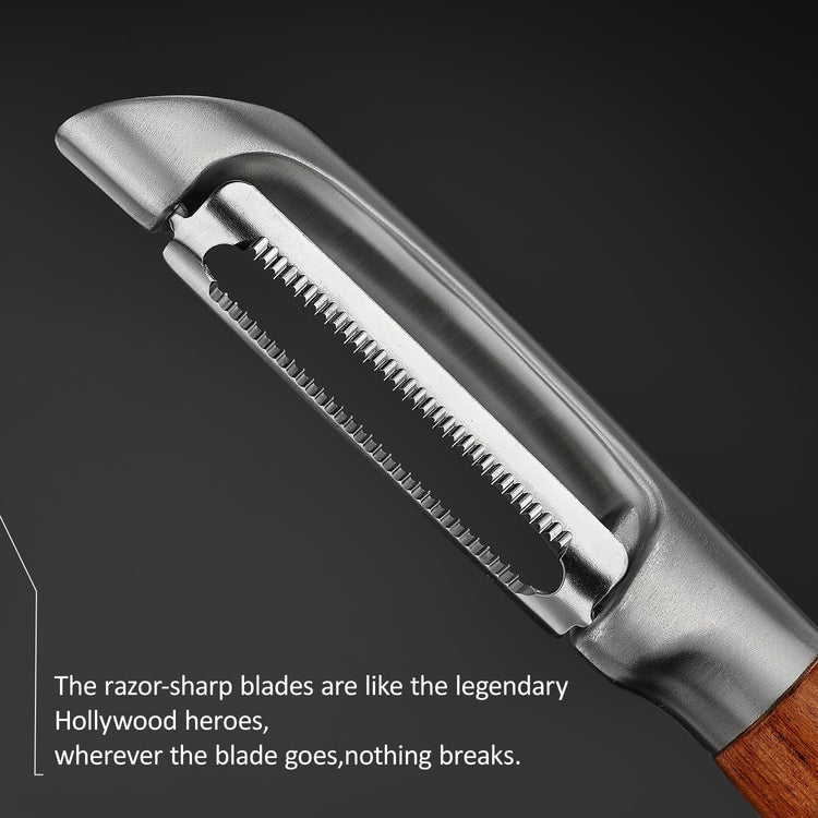 KULUNER,Premium High-End Rosewood Handle and 304 Stainless Steel Serrated Blade - An Ultra-Sharp Rotating Peeler for Potatoes, Fruits, and Vegetables, Ergonomically Designed for Easy Peeling.
