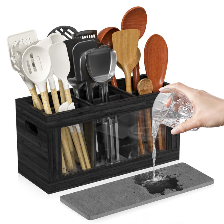 Bamboo Utensil Holder & Silverware Organizer
