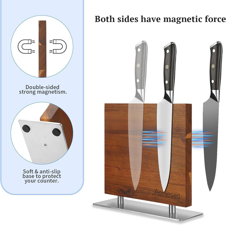 Strong Magnetic Knife Block - Magnetic Knife Holder for Kitchen Organization, Knife Block with Powerful Magnet (Square steel bottom knife block)