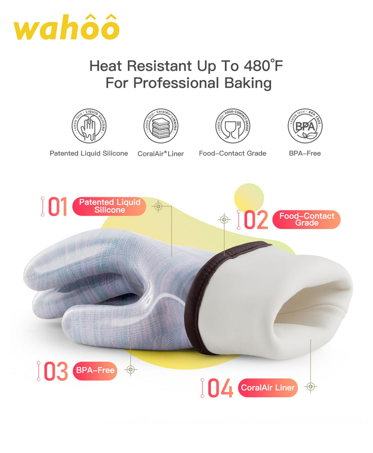 wahoo 12 Inch Liquid Silicone Oven Mitts