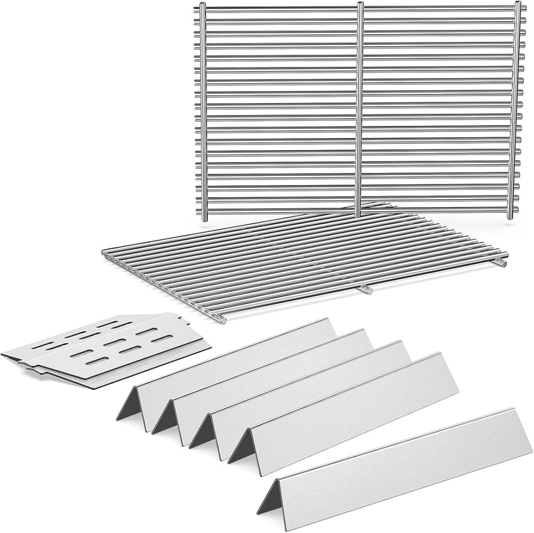 Grill Parts for Weber Genesis 300 Series, 19.5âGrill Grates & Flavorizer Bars, Heat Deflector for Weber E/S310, 320, 330 with Front Control Knobs, Replacement for Weber 7528, 7524, 7620, 7622, 65505