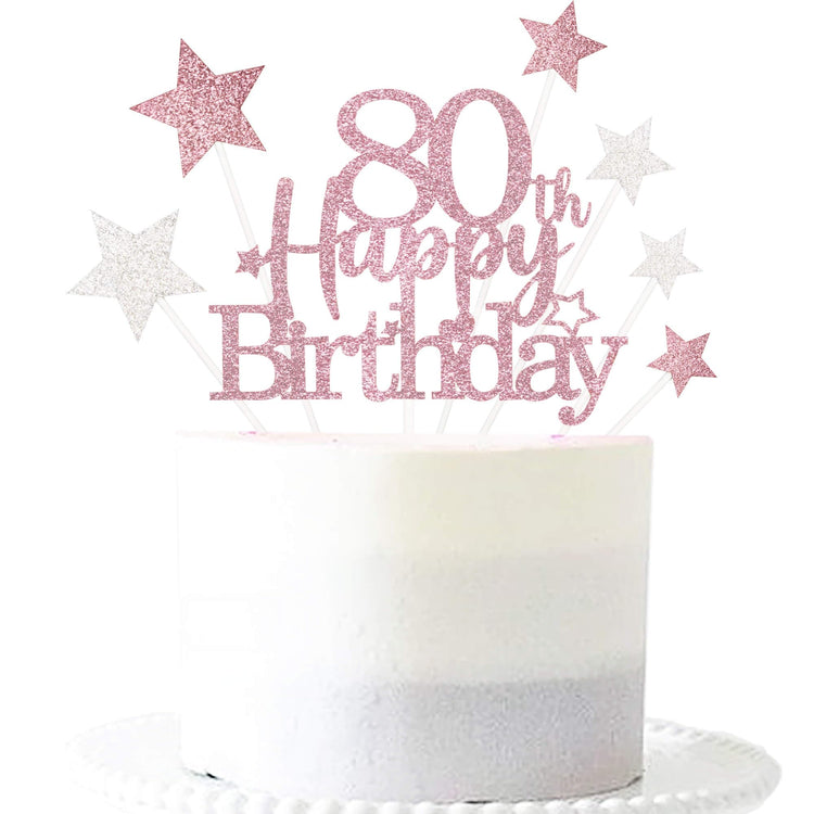 Rose Gold 80th Birthday Cake Topper (7 Count)