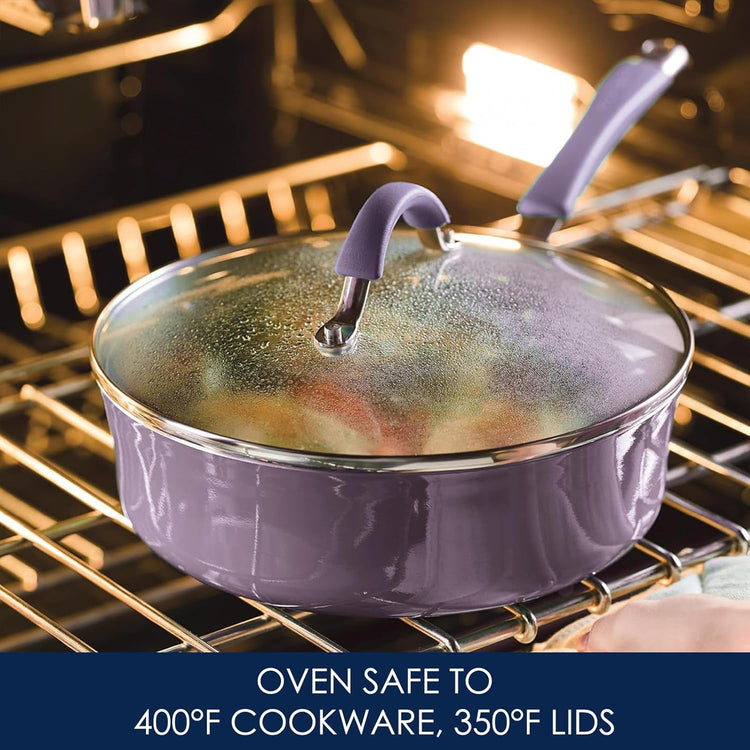 Rachael Ray Cucina Nonstick Cookware Pots and Pans Set, 12 Piece, Lavender Purple