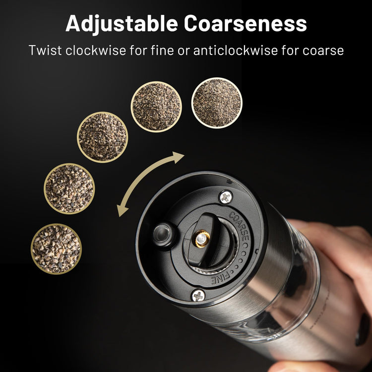 Electric Salt and Pepper Grinder Set with Battery Operated (2 Count)