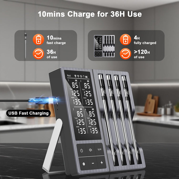 Wireless Meat Thermometer with Smart Timer & APP Alerts