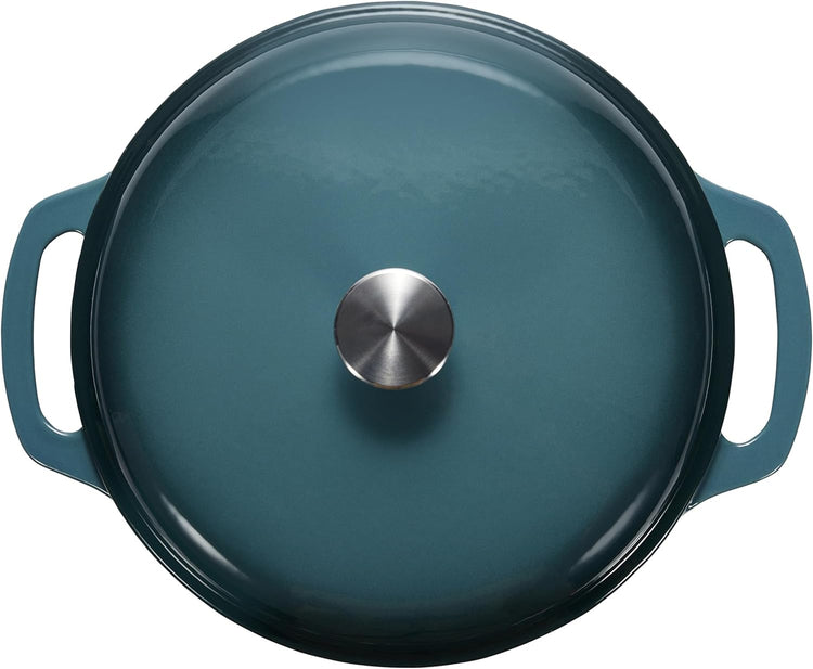 Amazon Basics Cast Iron Dutch Oven Pot with Lid, Enameled, Round, Dual Handles, Heavy-Duty, Large, 7.3-Quart, Gray - Nestoria