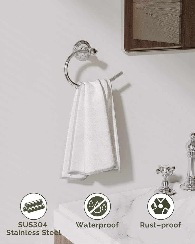 Chrome Towel Ring Wall Mounted for Bathroom