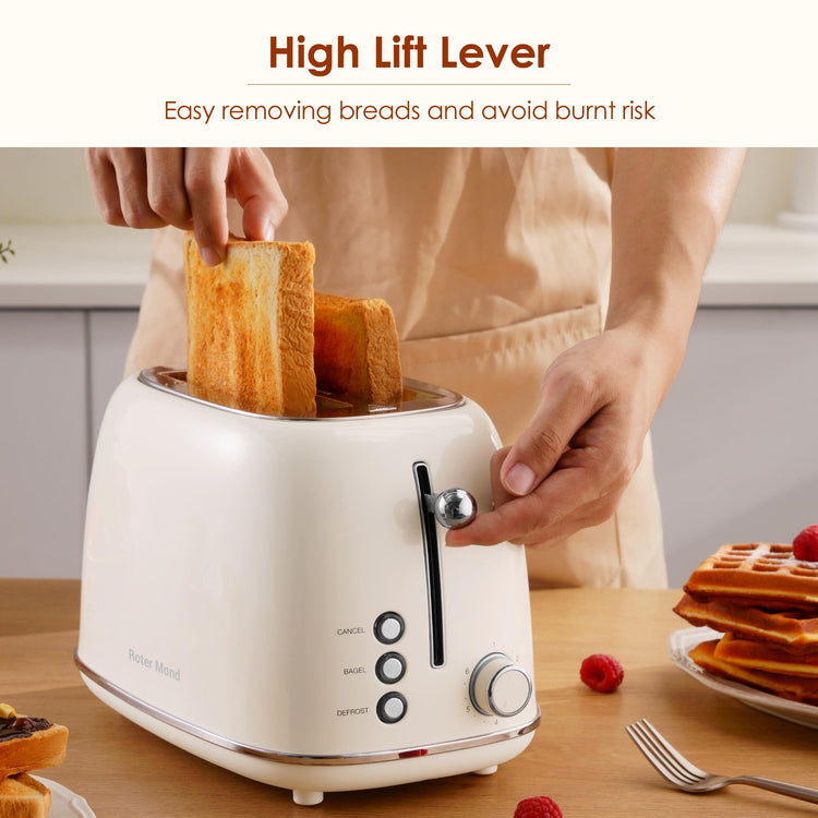 2 Slice Toaster Retro Stainless Steel with Bagel