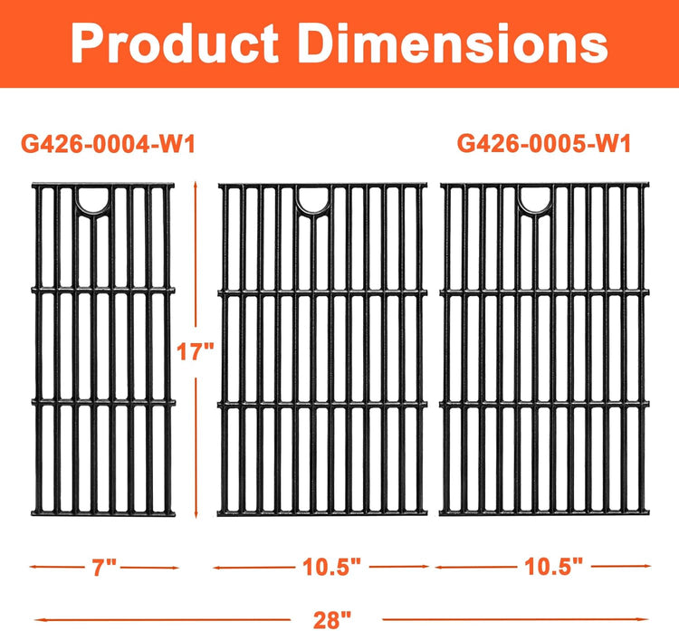 17" Grill Grates for Charbroil Performance 5 Burner 463448021 463451022 463455021 463456022 463449021, Cooking Grids for Charbroil Grills, Replacement Parts for G426-0004-W1 G426-0005-W1, Cast Iron