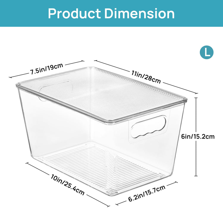 4 Pack Clear Stackable Storage Bins with Lids and Handles (4 Count)