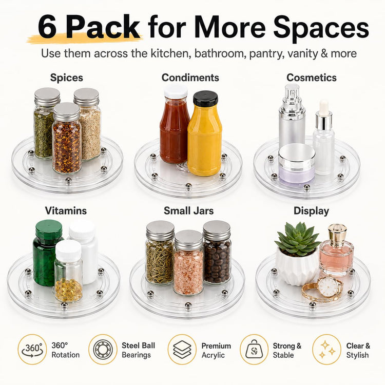 6 Pack 6 inch Small Lazy Susan