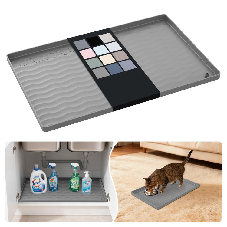 Waterproof Silicone Under Sink Mat 19'' x 12'' Shelf Liner for Kitchen and Bathroom