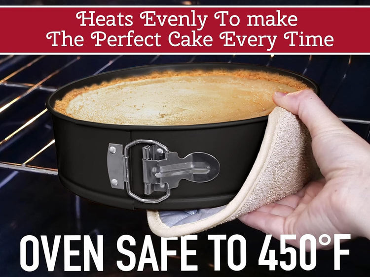 Zulay Kitchen 7-Inch Non-stick Cheesecake Pan -Leakproof Springform Pan with Removable Bottom and Easy Release - Round Cake Pan for Baking Cheesecake, Deep Dish Pizza (Black)