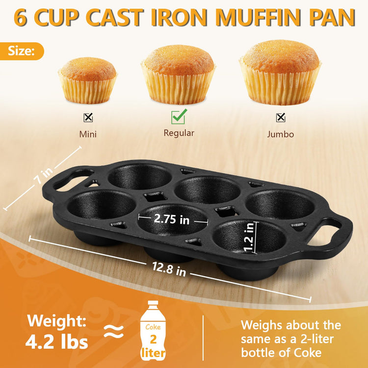 Pre Seasoned Cast Iron Muffin Pan (2 Count)