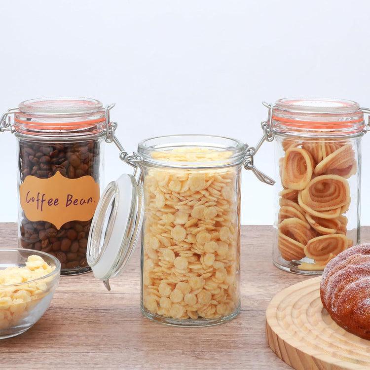 16 oz Glass Jars with Airtight Lid, Set of 6 Mason Jars 16 oz, Glass Storage Jars, Airtight Glass Jars, Canning Jar,Glass Canister with Seal for Pickle, Vanilla, Cookie, Jelly