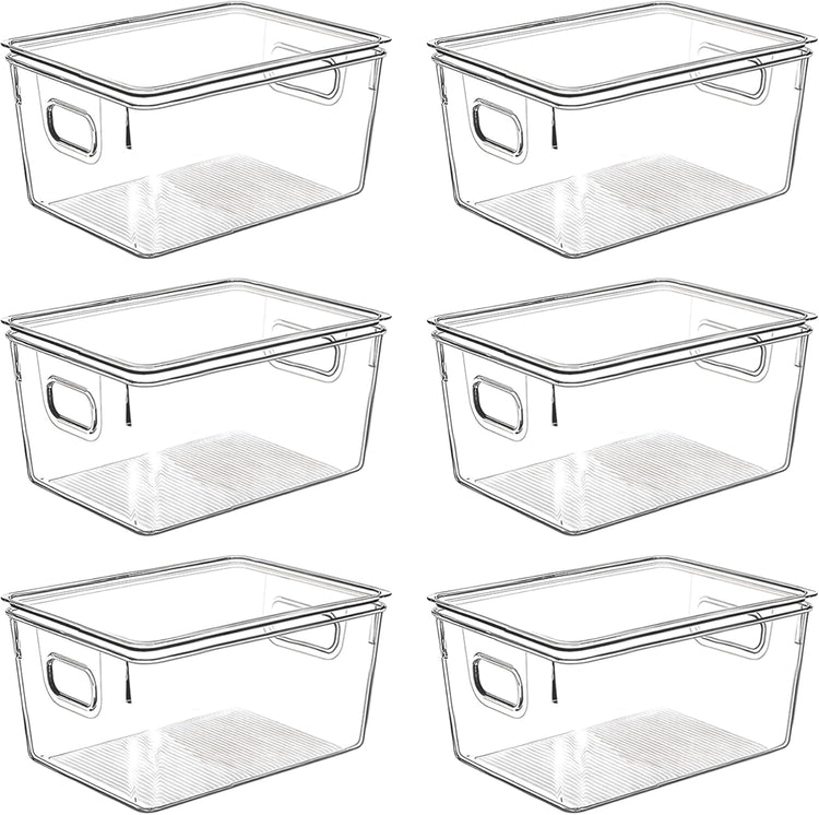 Clear Plastic Storage Bins with Lids, Perfect for Kitchen Organization or Pantry Organization and Storage, Stackable Fridge Organizer Bins, Storage Containers for Organizing, Cabinet Organizers
