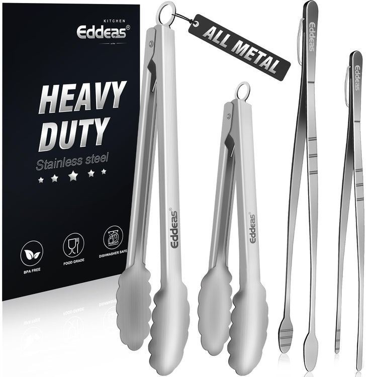 Tongs For Cooking Up To 600°F Metal Kitchen Tweezers Tongs 12" (4 Count)
