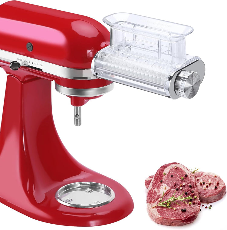 Meat Tenderizer Attachment for Kitchenaid Stand Mixers, 3 Adjustable Thickness, Meat Tenderizer Machine with Transparent Cover, Meat Cuber Accessories for Kitchen aid, Dishwasher Safe