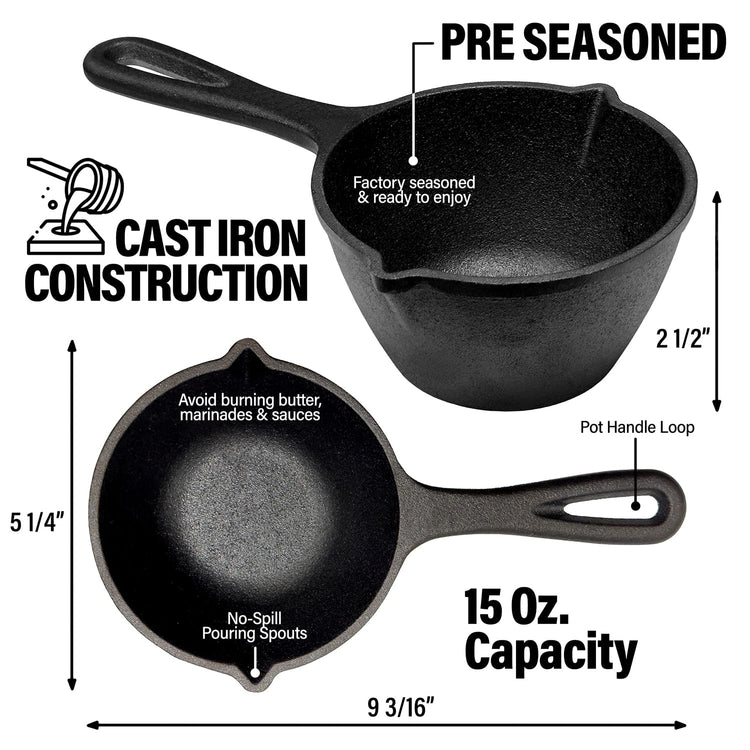 Small Cast Iron Basting Pot with Silicone BBQ Brush